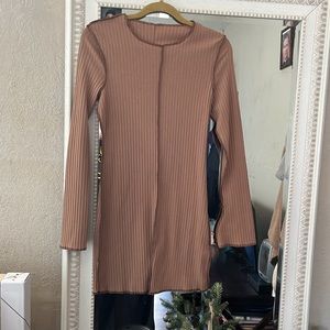 Nude Mini Dress with bell sleeves
